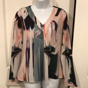 Calvin Klein Multi Color Printed Blouse Size S/P